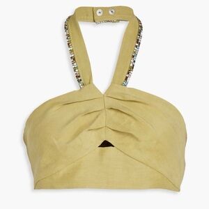 Sandro Avedis crop beaded cotton halter top